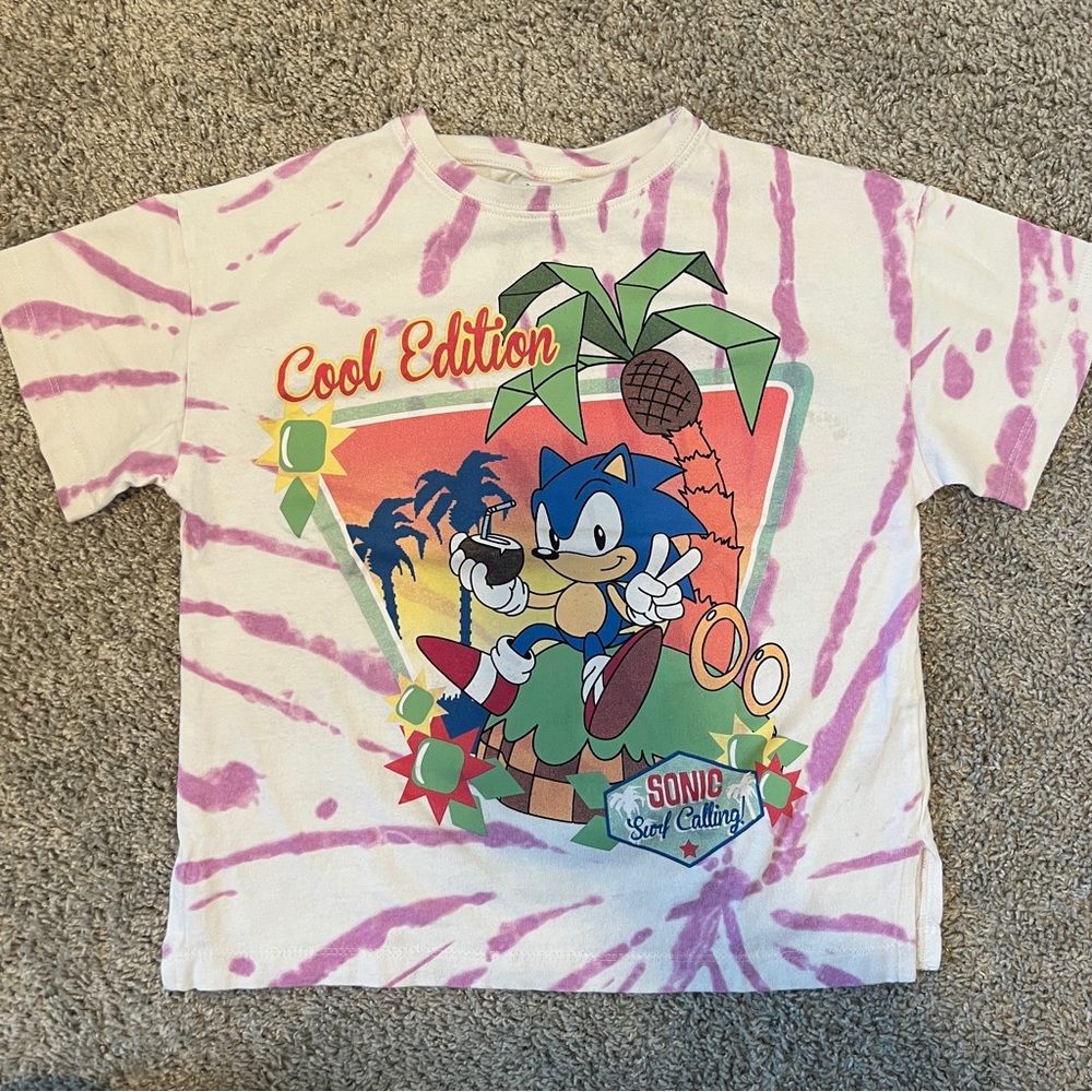 Zara Boys Sonic Tie Dye Printed Tee Size 7
